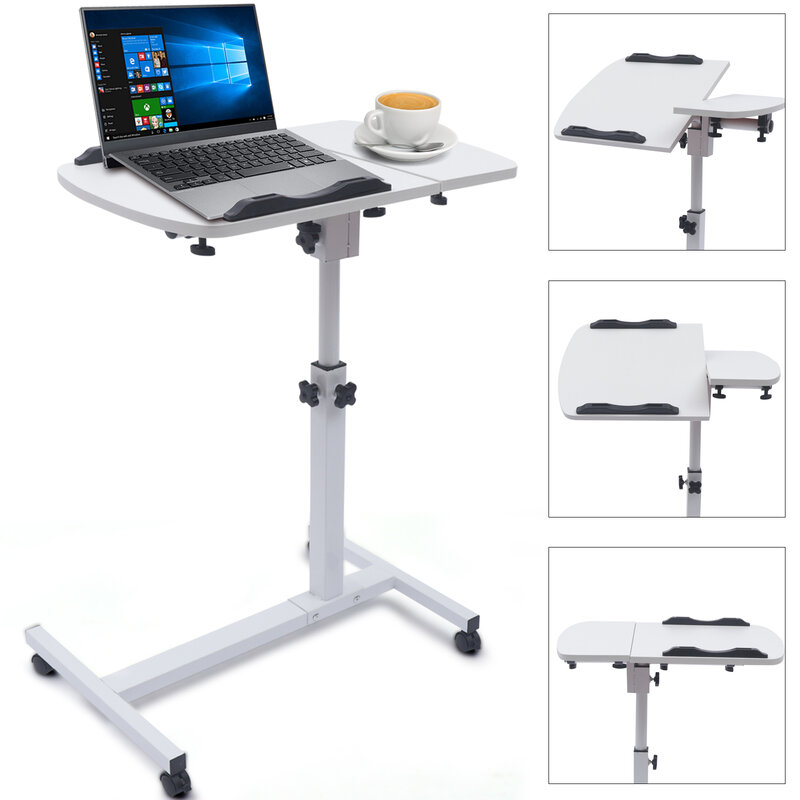 Mesa rolante ajustável para laptop, suporte para notebook, mesa inclinável, mesa superior, sofá-cama mesa lateral, ângulo e altura