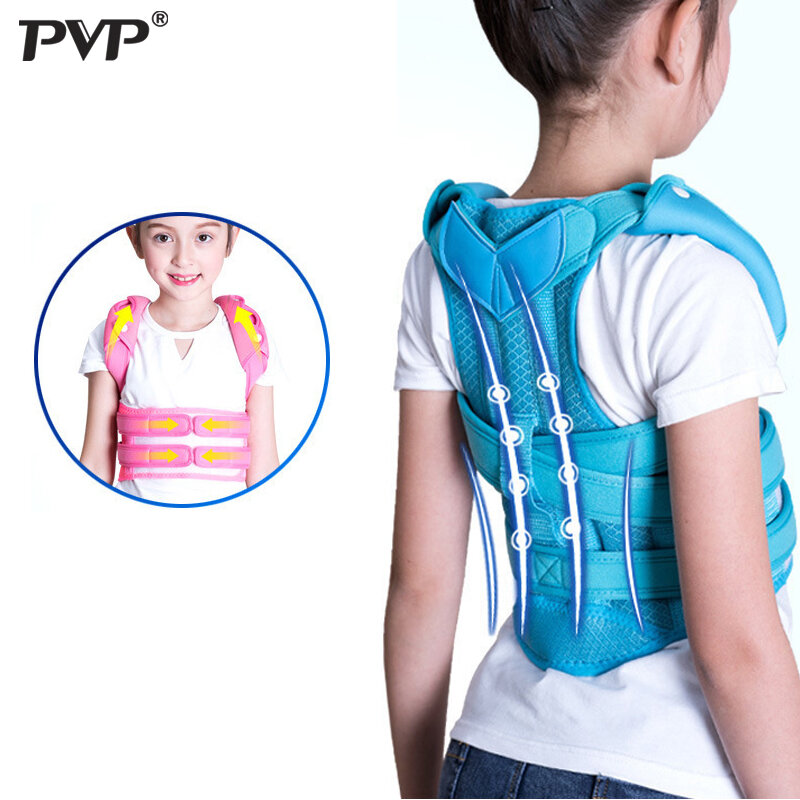 PVP-Corrector de postura ajustable con hombros para niños, cinturón de soporte para espalda, corsé ortopédico para niños, columna vertebral, Lumbar