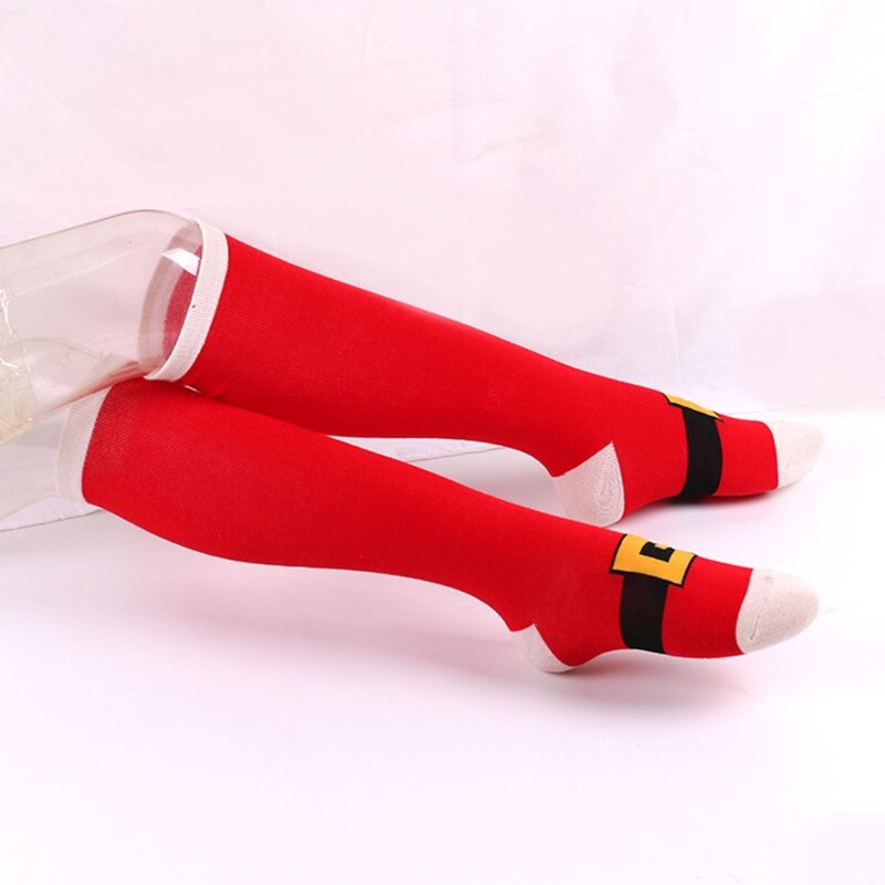 Женские рождественские носки с манжетами из искусственного меха, праздничная рождественская новинка, красочные чулочно-носочные