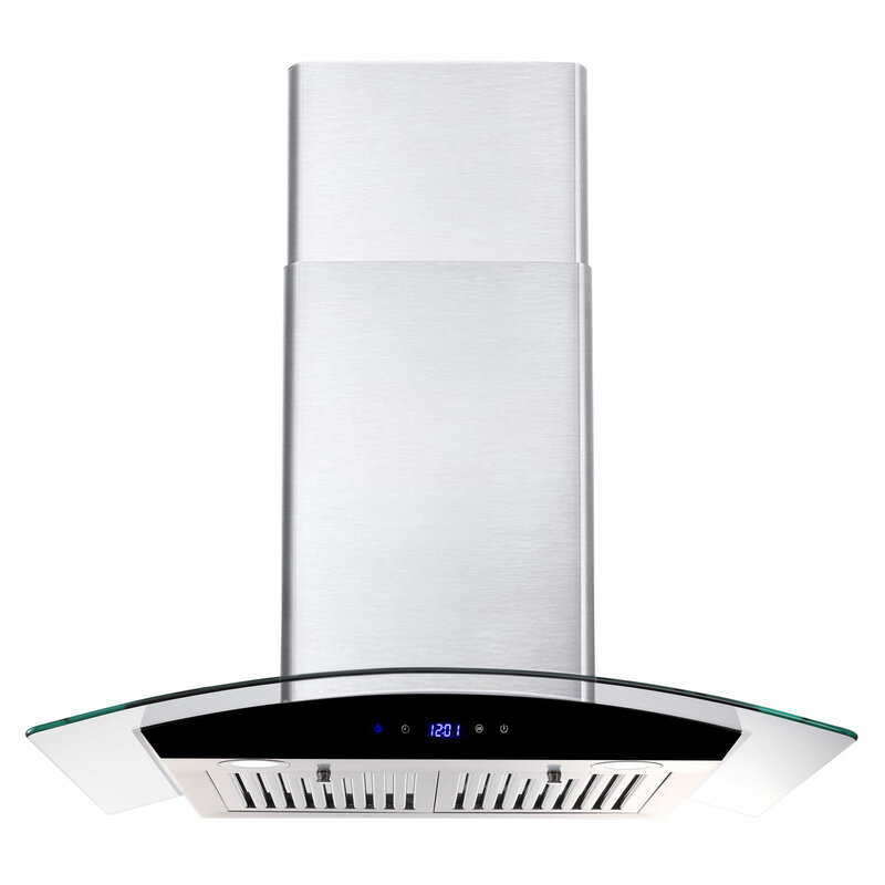 Tieasy 30 inch 700 CFM Glass Touch Button with Led Lights Stainless Steel Range Hood for Kitchen USGD1875B