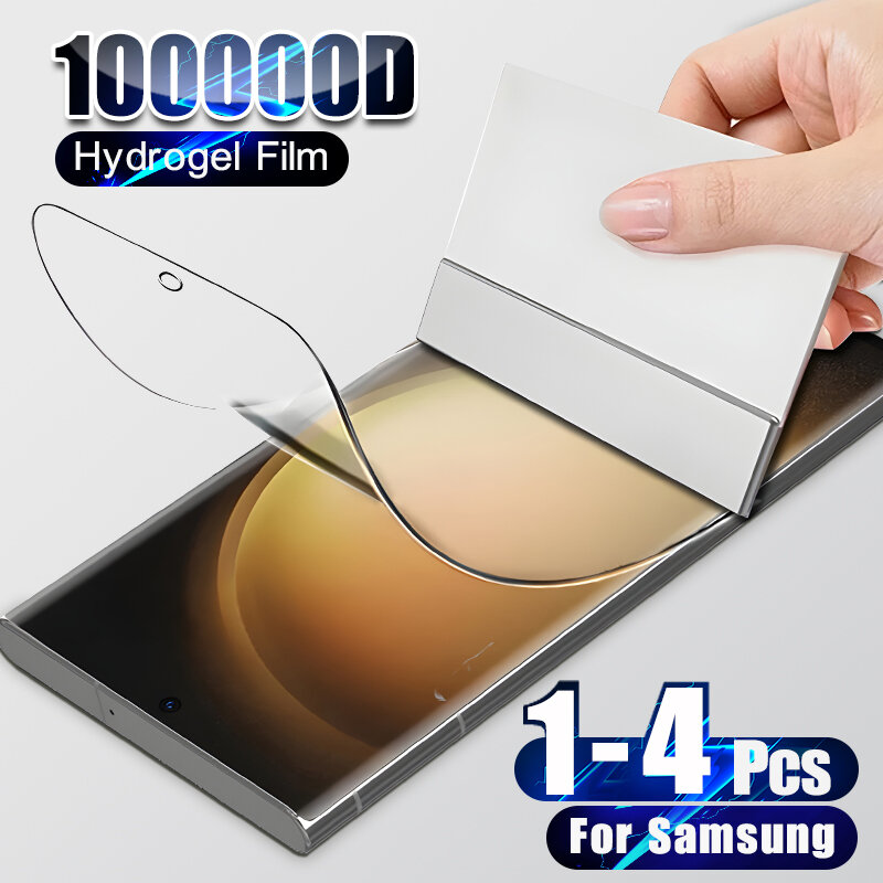 Film hydrogel HD transparent pour téléphone Samsung, protecteur d'écran, couverture complète, For Samsung S24 S23 S22 S21 S20 Ultra Plus Fe 4G A54 A53 A34 5G, 1 à 4 pièces