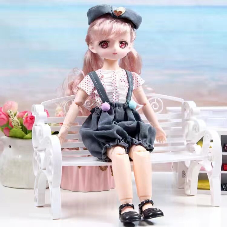 30cm kawaii bjd Puppen mädchen 6 Punkte Gelenk bewegliche Puppe mit Mode Kleidung weiches Haar verkleiden Mädchen Spielzeug Geburtstags geschenk Puppe neu