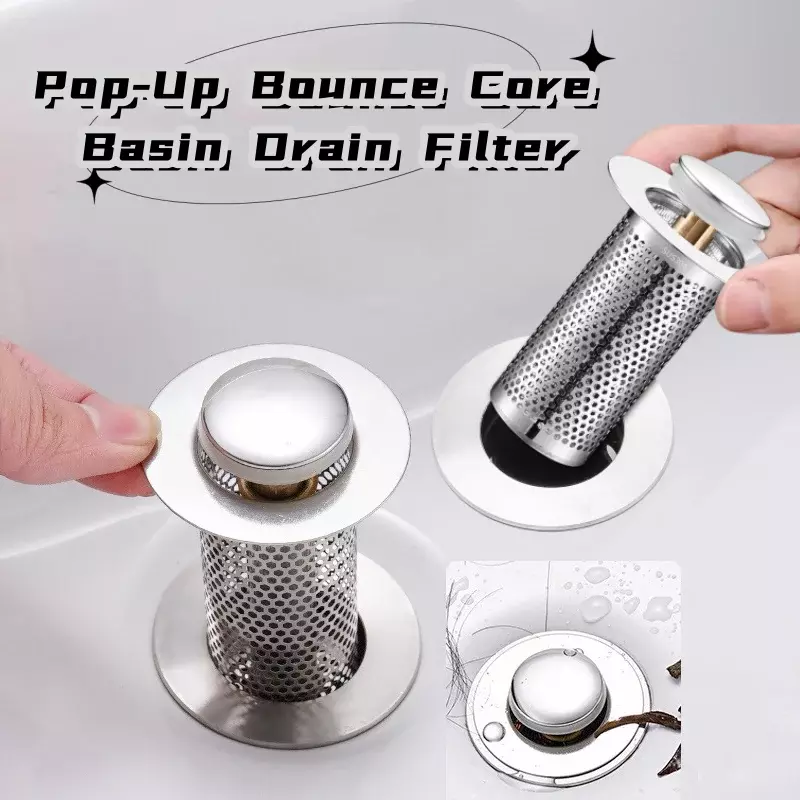 Wielofunkcyjny filtr odpływu podłogowego Pop-Up Bounce Core korek odpływu umywalki wyłapywacz włosów sitko do zlewu prysznicowego akcesoria łazienkowe
