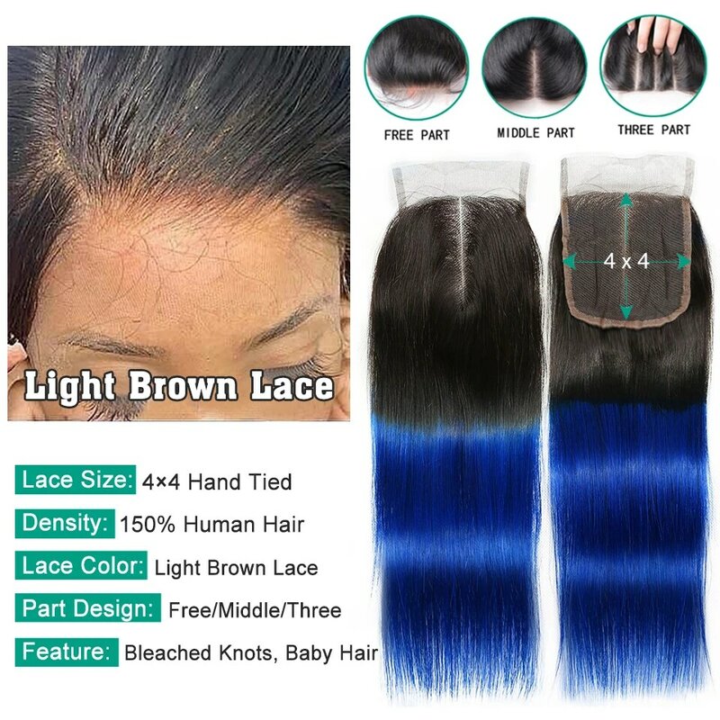 1B niebieska koronka zamknięcie tylko z dziecięcymi włosami Sexay brazylijskie ludzkie włosy Ombre 2-tonowe kolorowe czerwone miodowe blond obramówka peruki sprzedaż
