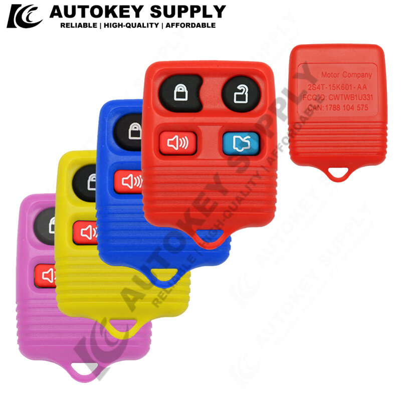 3 4 Knoppen Afstandsbediening Auto Sleutelhanger Rood Blauw Geel Shell Pad Forford Transit Rand F-250 Super Duty F-350 E-150 Ontsnapping