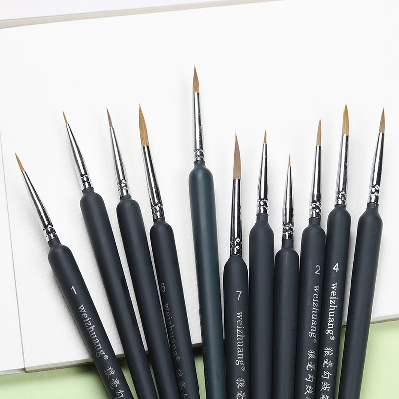 Weasel Hair Wooden Handle Watercolor Paint Brush Pen Miniature Hook Line Pen for Gouache Oil Acrylic Painting Art Paint Brushes