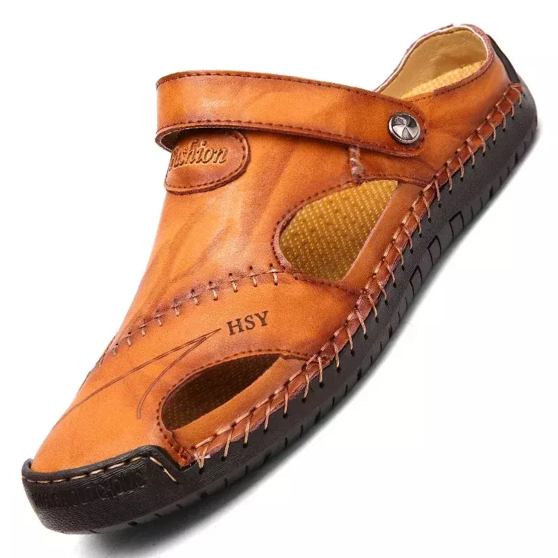 รองเท้าแตะผู้ชายหนังโรมันคลาสสิกรองเท้าแตะนุ่มรองเท้าผ้าใบกลางแจ้งชายหาดยางรองเท้าเดินป่า