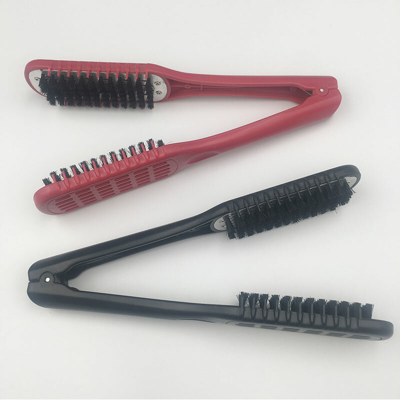 2022 nuova vendita capelli parrucchiere spazzola a doppia faccia morsetto in compensato ceramica naturale raddrizzamento pettine fibre strumenti per lo Styling
