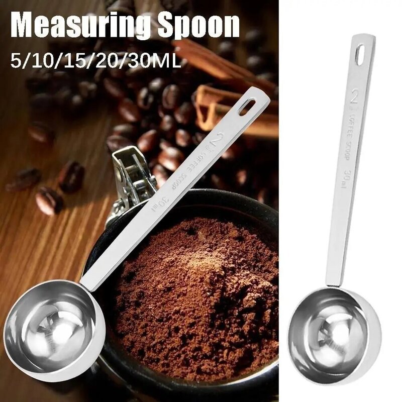 Cuchara medidora duradera de acero inoxidable para mezclar polvo, cuchara gruesa para café, 5/10/15/20/30ML
