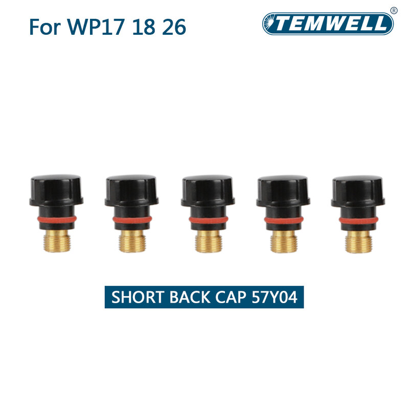 TEMWELL 5Pcs สั้นกลับ Tig หมวก57Y02 57Y03 57Y04สำหรับ Tig WP-17/18/26 Series ไฟฉายเชื่อม Tig อุปกรณ์เสริม