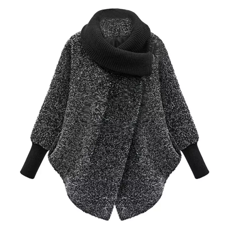 루즈한 따뜻한 긴팔 모직 코트, 여성 단색 스플라이스 재킷, 하이넥 모직 코트, 겨울 패션, 신상