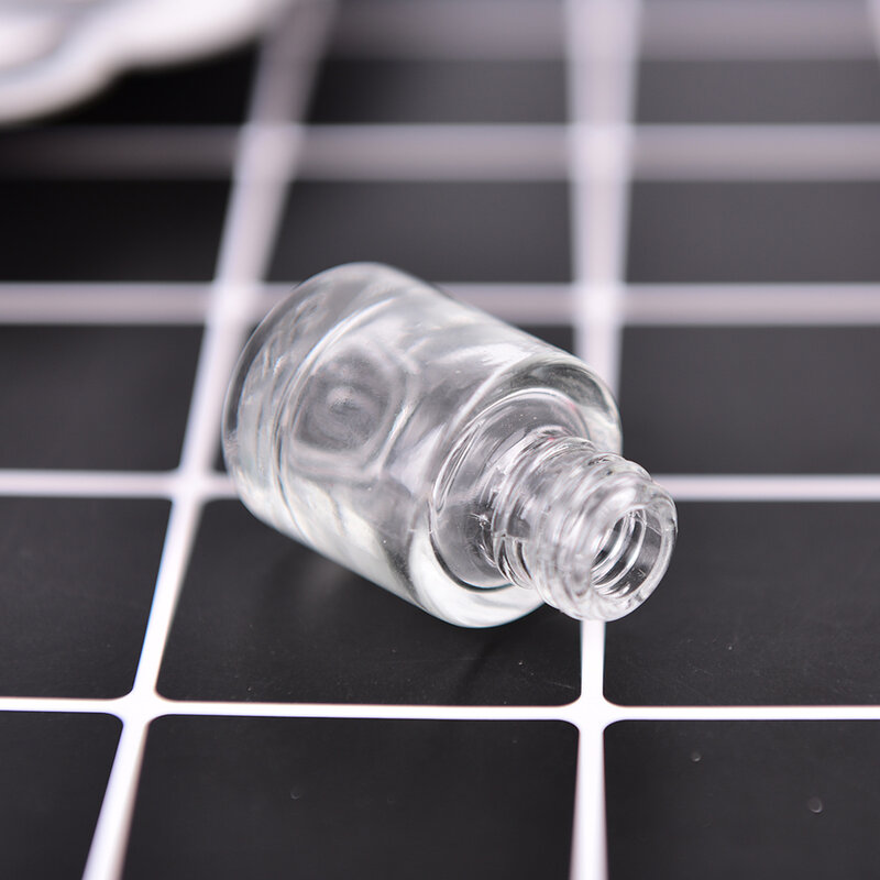 Botella vacía de vidrio para esmalte de uñas, recipiente de vidrio para aceite de uñas, cuadrado, cosmético, transparente con cepillo de tapa, 5ML, 1 piezas
