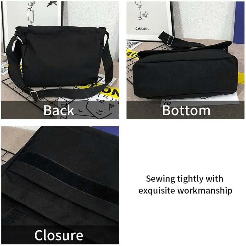 Canvas Messenger Travel Bag Fashion Casual Black Storage Handbag Women Shoulder Bags Outdoor Crossbody Totes Friends Series