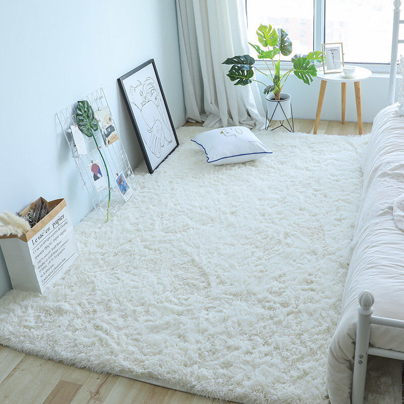 White Fluffy Hall Carpet Modern Living Room Bedroom Home Decor Large Mats Thickened Non-Slip Girl Children's Room Pink Furry Rug