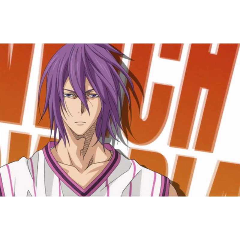 Peluca de Anime Kuroko No Basuke YOSEN Murasakibara Atsushi, disfraz de Cosplay púrpura, pelucas de alta temperatura importadas de baloncesto, 40 de longitud