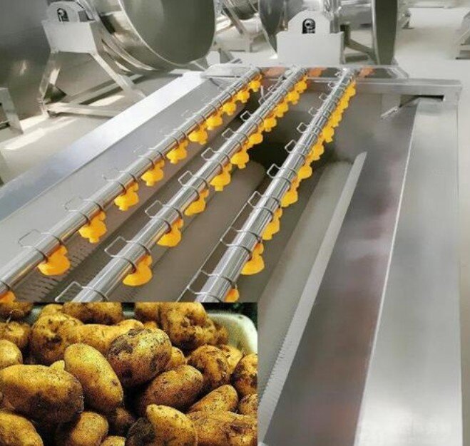 Linea di produzione industriale di patatine fritte macchina per il lavaggio e la pelatura delle patate