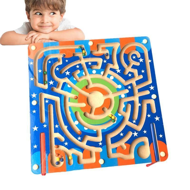 Papan penyortiran warna magnetik kayu Puzzle Magnet Montessori warna Magnet dan menghitung labirin Montessori mainan keterampilan Motor halus