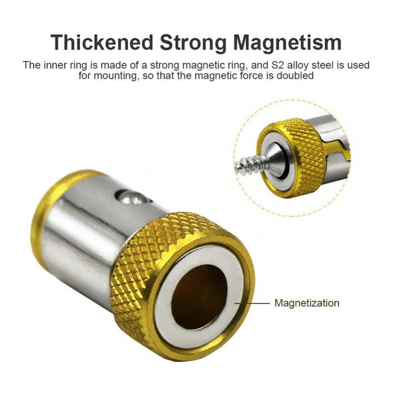 2 Stuks Bit Magnetizer Magnetische Bit Houder Legering Elektrische Magnetische Ring Schroevendraaier Bit Kop Sterke Antislip Magneet Ringen