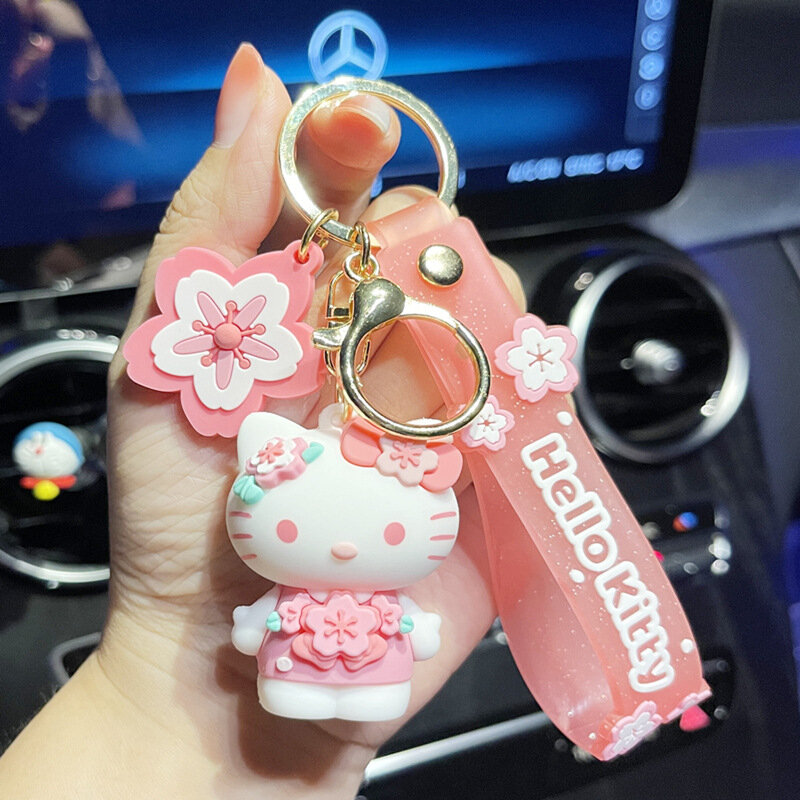Anime Kawaii Sanrio Hallo Kitty Schlüssel bund Anhänger Halter Schlüssel anhänger Auto Schlüssel ring Handy tasche hängen Schmuck Kinder Geschenke