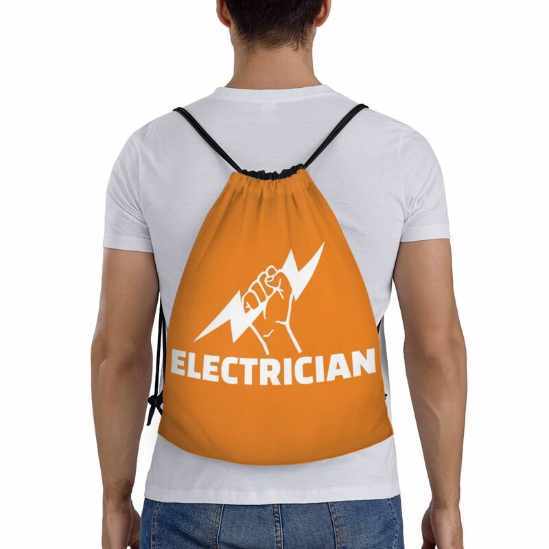Tas punggung tali serut untuk pria wanita, tas punggung penyimpanan Gym olahraga kekuatan elektrik ringan untuk pria dan wanita