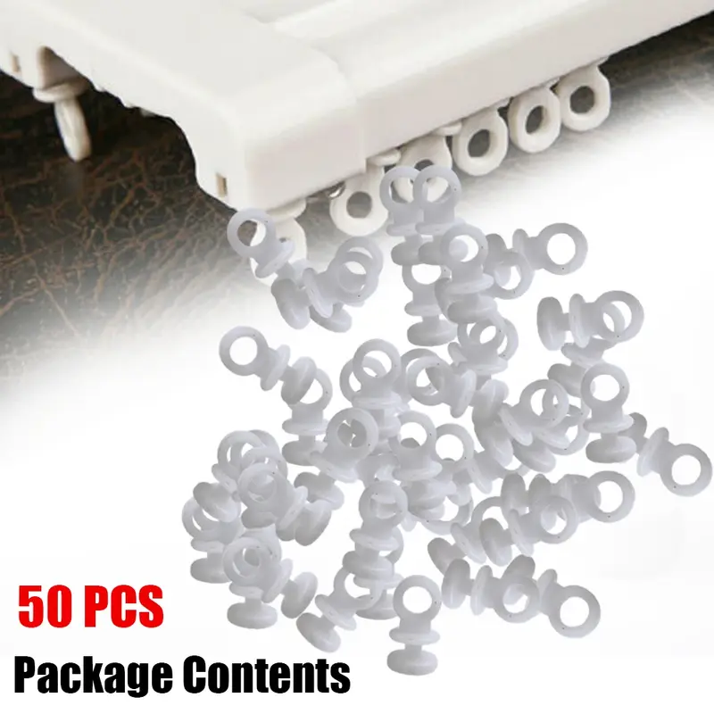 Hot Sale Newest Reliable Useful Tools Curtain Track Gliders Runners Strong Sturdy 50 * 50 Pcs Track Hooks White 50X Caravan Boat