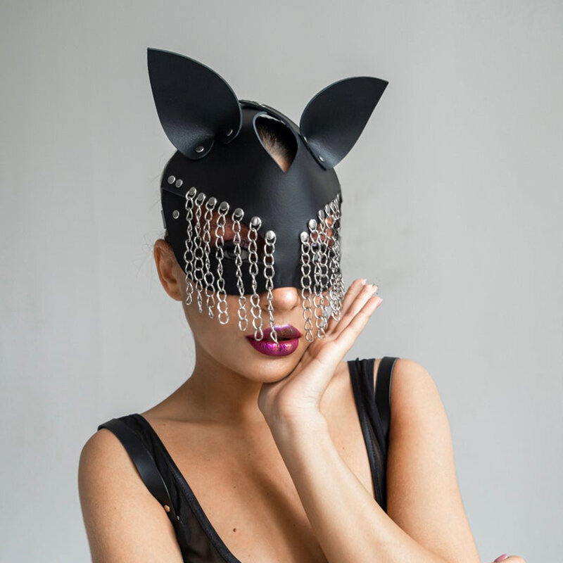 Эротическая пикантная кожаная маска кошки Косплей лицо Рождество Хэллоуин Искусственные маски для маскарада