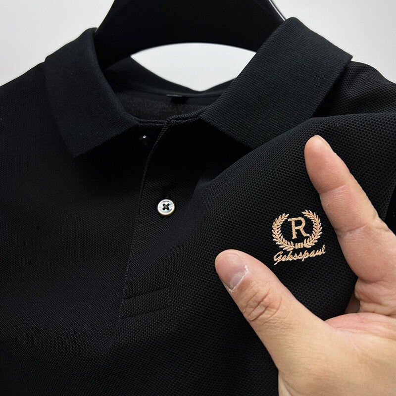 Sommer neue Herren Revers Halbarm Polos hirt Mode lässig Business bestickte T-Shirt Polos hirts Ash.