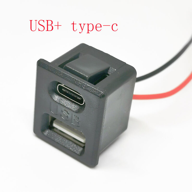 ซ็อกเก็ต Type-C แบบสองชั้นฐาน USB ตัวเมียมีหลอดไฟทีเสียบยูเอสบีเต้ารับสำหรับชาร์จปลั๊กไฟพร้อมขั้วต่อสายเคเบิล