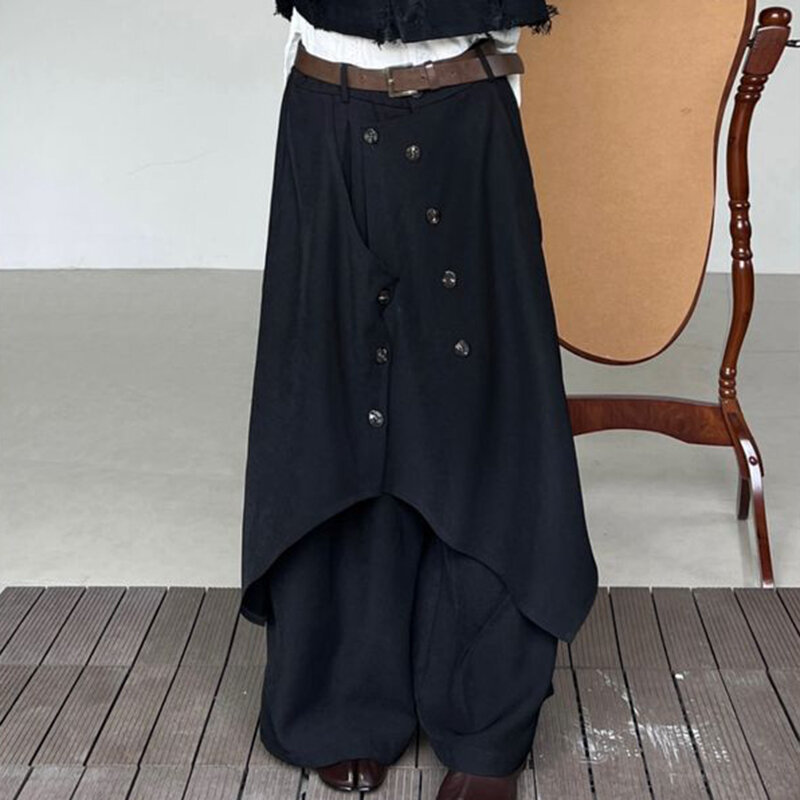 Pantalon jupe rétro japonais haute couture, printemps 2024, design irrégulier, sens du pantalon occidental, sensation de drapé, pantalon à jambes larges