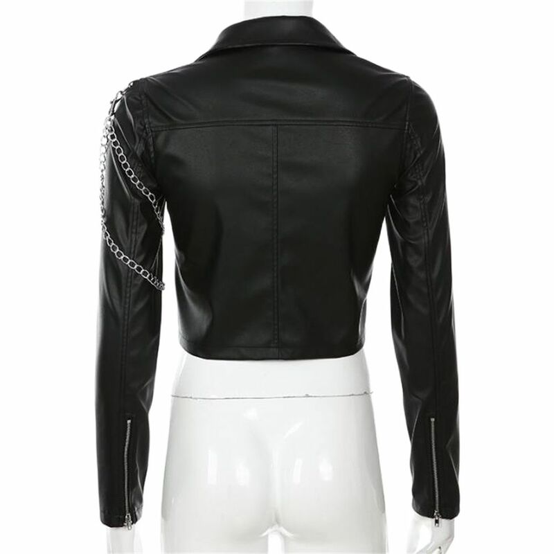 Women Casual Jackets Korean Version Slim Pu Leather Jacket Women's 2024 New Motorcycle Leather Short Coat Streetwear PU Tops