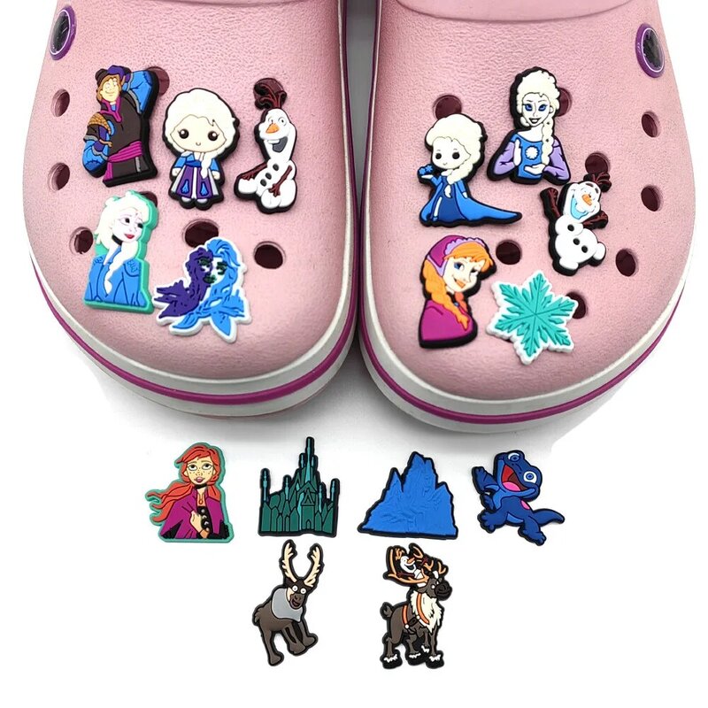 16pcs Frozen Collection ciondoli per scarpe per Crocs decorazioni per scarpe fai da te accessori per sandali decorare e regalo di compleanno per bambini adulti