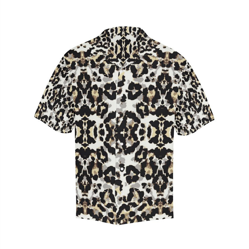 Гавайская рубашка с леопардовым принтом для мужчин и женщин, уличная футболка с 3d принтом, свободная блузка с лацканами и короткими рукавами, Y2k, лето