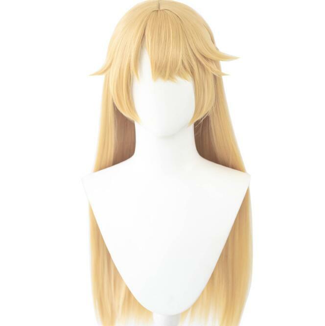 Parrucca Cosplay fiscl parrucca sintetica in fibra gioco Genshin Impact Milk gold capelli lunghi parrucca sintetica resistente al calore