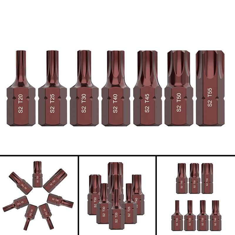 Embouts de tournevis électriques Torx, outils à tête de lot à tige hexagonale, haute dureté, T20, 25, 30, 40, 45, 50/55, 30mm