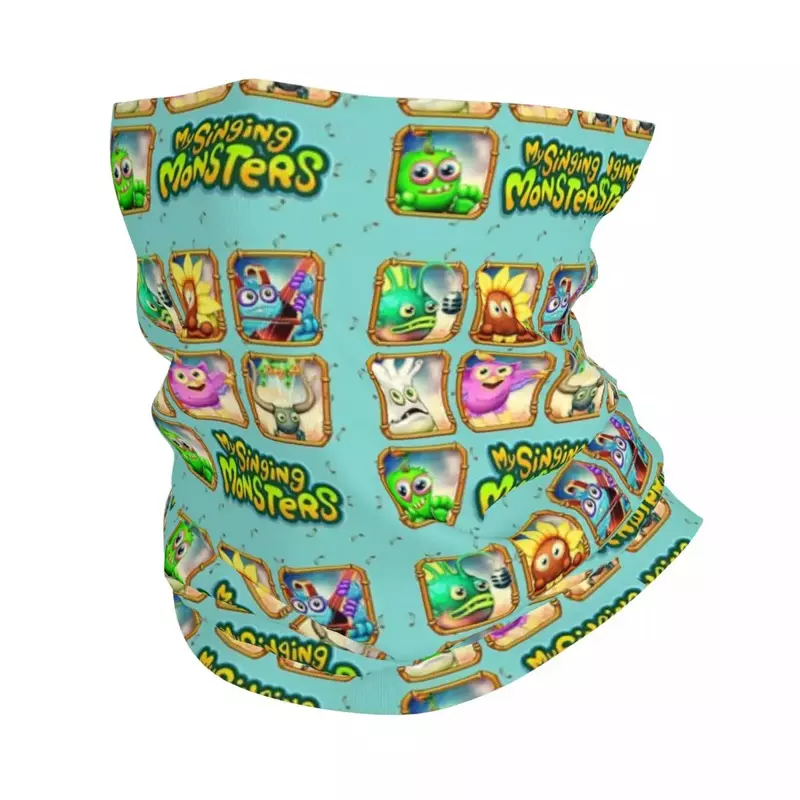 My Singing Monsters Collage Game Bandana Neck Cover, Imprimé Cartoon Round planchers f, Chaud, Cyclisme, Randonnée, Unisexe, Adulte, Coupe-vent
