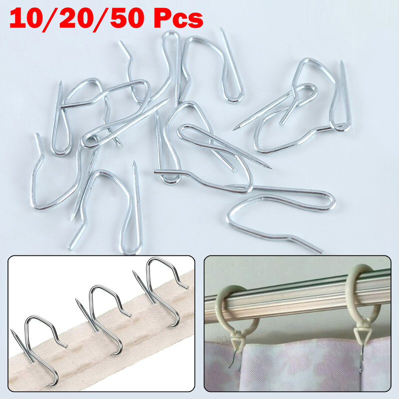 10/20/50 Pcs Hooks Urtain S Hook Metal Pin Curtain Home Window Curtain Shades Shutters Brackets Dressing Hardware Accessories