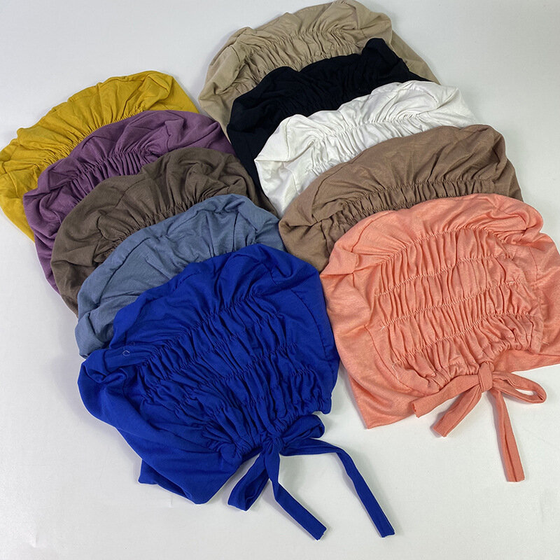 Europe and The United States New Bottoming Cap Tied Rope Hijab Solid Color Scarf Adjustable Modal Elastic Elastic Tie