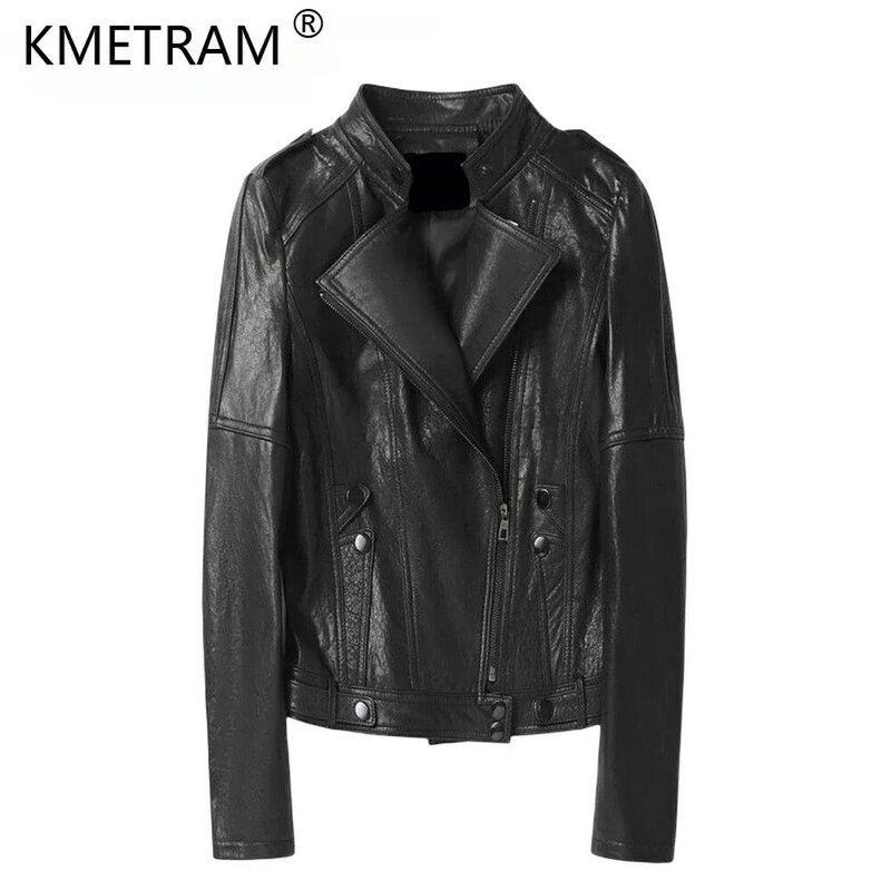 2024 100% Real Leather Jackets For Women Sheepskin Slim Jaqueta Feminina Breathable Moto Streetwear Zipper Coats