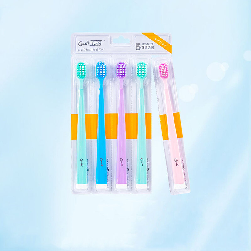 5pcs/set Adult Home Set Independent Packaging Toothbrush, Wide Head Soft Hair Cleaning Toothbrush