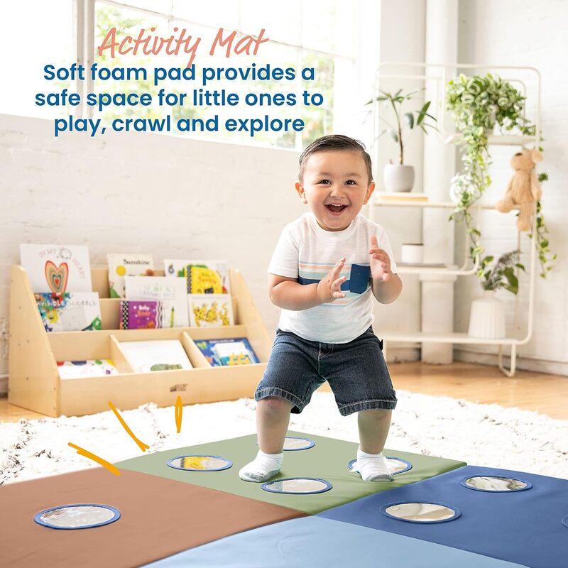 SoftZone-alfombra de actividades Look at Me, tapete plegable, Alfombra de juego para bebé Earthtone, juguete para bebé, 123