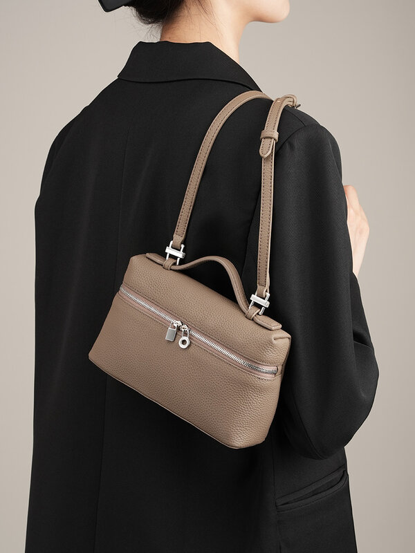 Cowhide bag, lunch box bag, leather shoulder bag, gigi same handbag, crossbody bag, women's bag