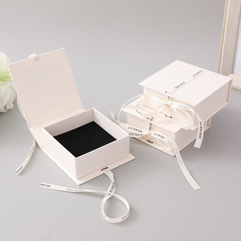 Caja de regalo para joyería, organizador con tapa para exhibición de pulseras, collares, anillos y pendientes, cajas de embalaje para joyas de boda