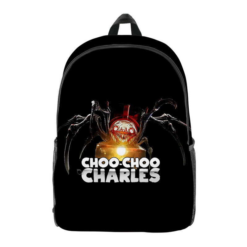 Choo-choo Charles ransel anak, tas punggung sekolah motif 3D, tas ransel ritsleting, tas punggung anak laki-laki/wanita