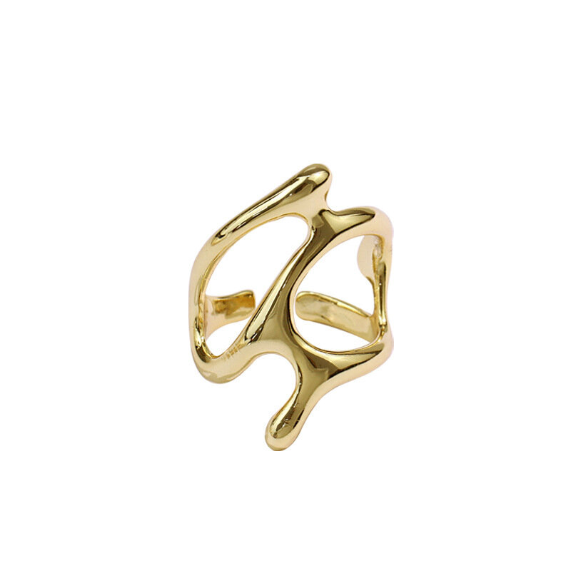 Modischer verstellbarer Ring Gold und Silber Kreis hohl unregelmäßig Frauen Ring Zweig tägliche Party ästhetischen Schmuck