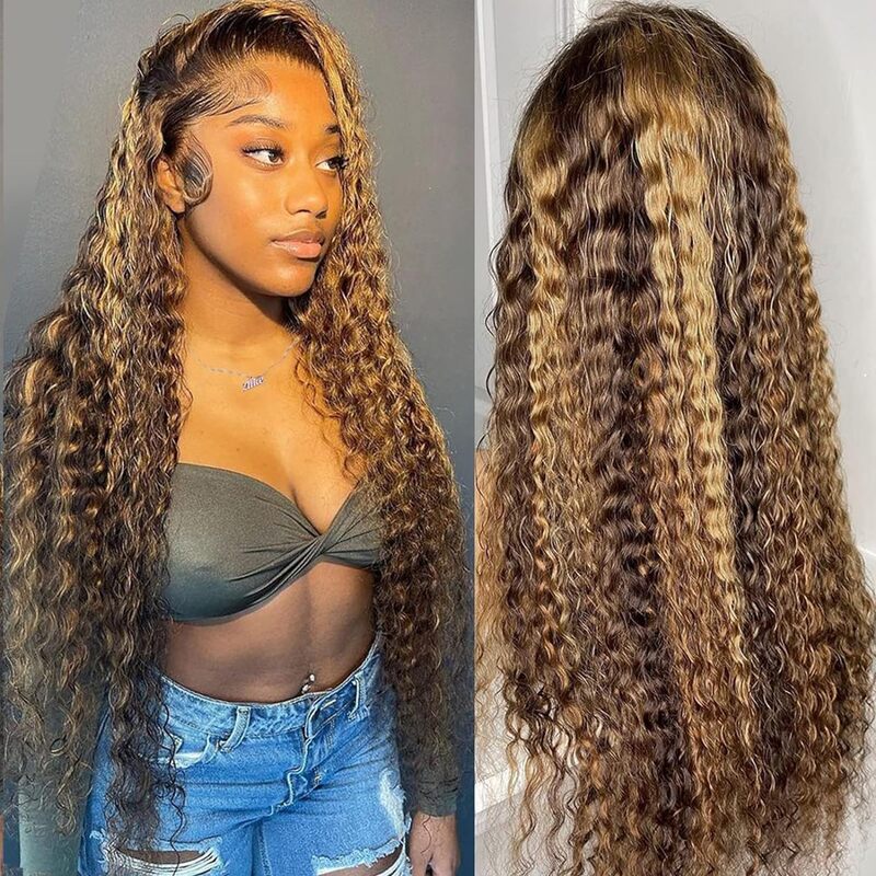 P4/27 Highlight Wig Human Hair 13x6 Deep Wave Lace Frontal Wig Colored Glueless Wigs Honey Blonde Curly 13x4 Lace Frontal Wigs
