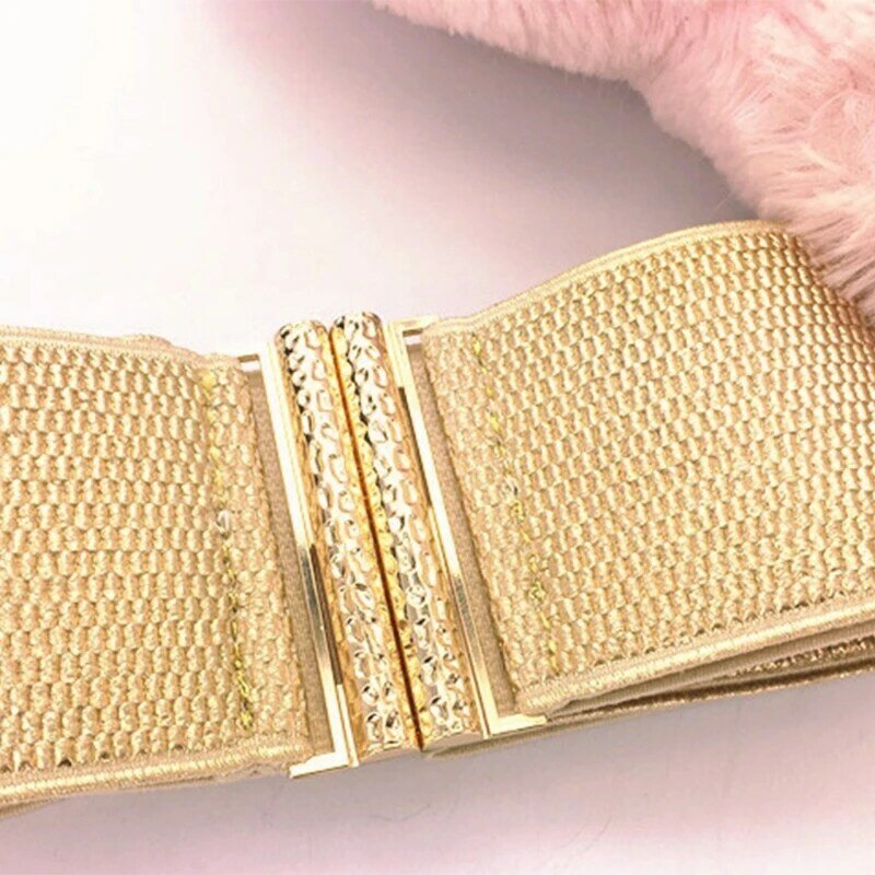 Cinturón ancho para mujer, cinturón Waspie elástico dorado a accesorios decorativos universales para vestido Waspie,