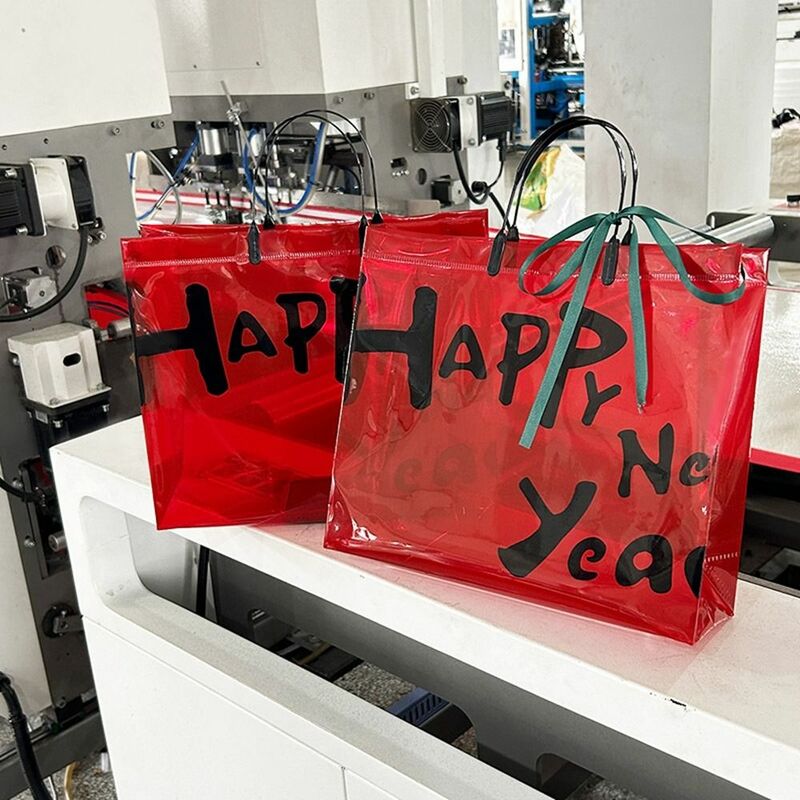 Упаковочная Сумка Для Нового года, Красный Подарочный пакет, Новогодняя Праздничная прозрачная сумка для покупок с надписью, прозрачная сумка, эко-сумка для покупок для мужчин