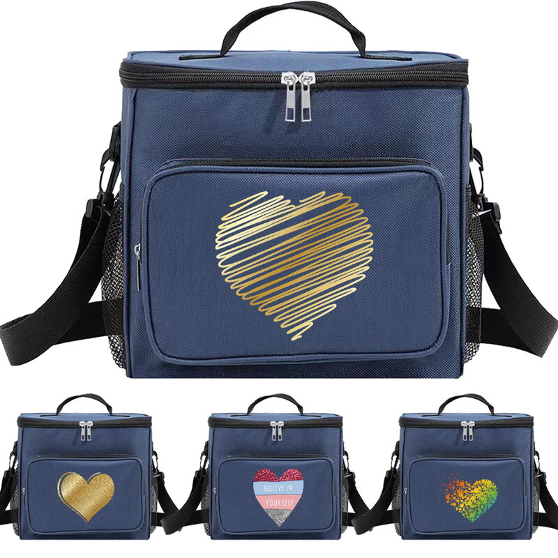 Термоорганайзер, сумка, Изолированные сумки для ланча, охлаждающий контейнер для студентов, Портативные водонепроницаемые походные коробки для хранения с принтом Love