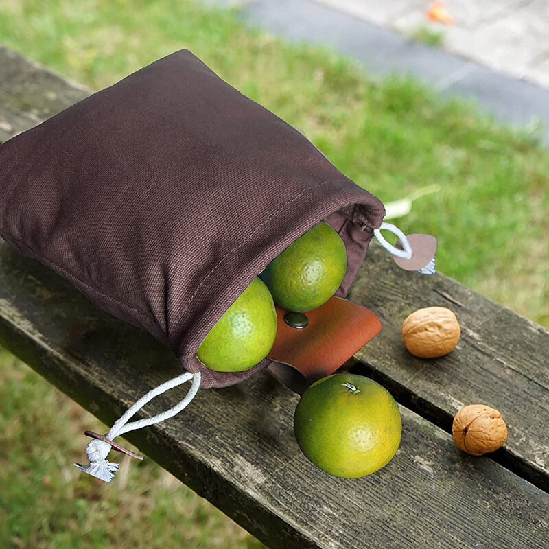 Bolsas de recolección de fruta para jardín, delantal para cosechar y desherbar, bolsa de lona para forrajear al aire libre con cordón plegable