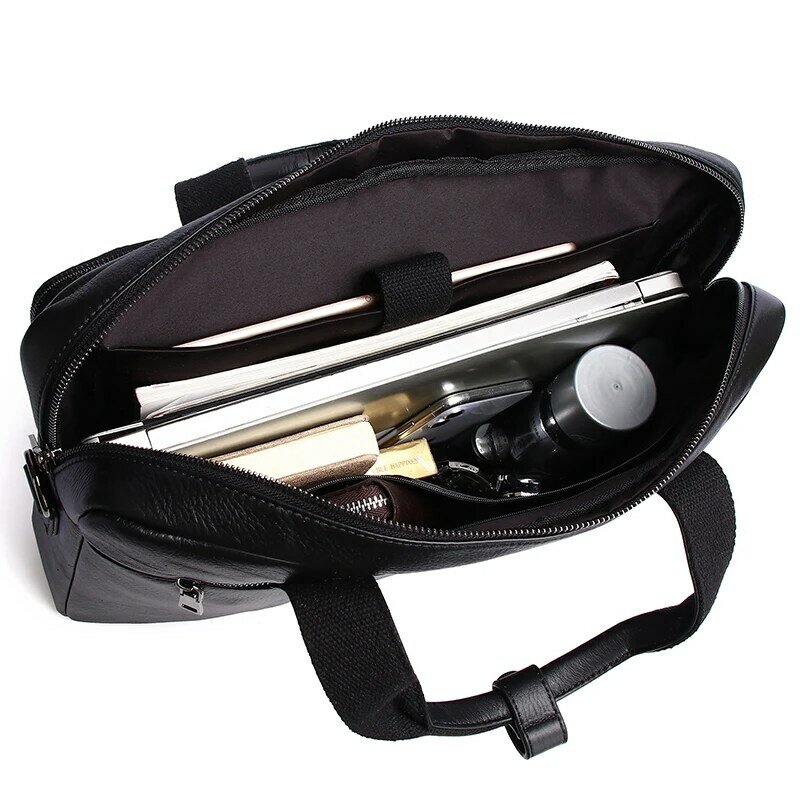 SCHLATUM Genuine Leather  Briefcase Men Business Luxury Crossbody Bag Fashion Cowhide Shoulder Messenger Handbag 15.6 Inches